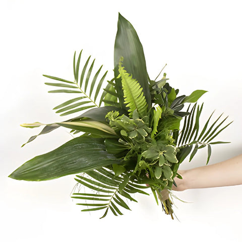 Waves of Love Tropical Greenery Bouquet and Boutonniere