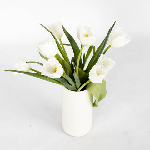 White Fringe Tulip Flower Bunch in Vase