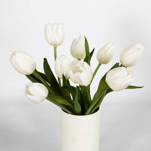 White Tulip Flower Bunch in Vase