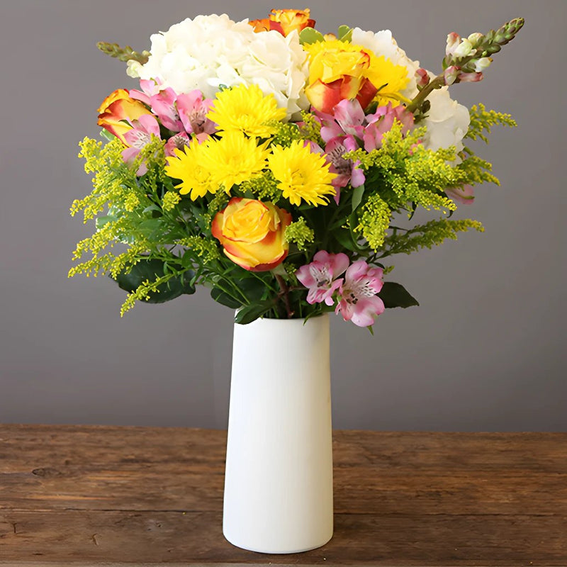 World Flower Day Yellow Flower Bunch in Vase