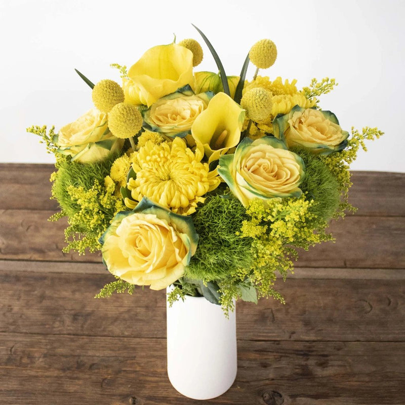 Yellow and Green Flower Bouquet in Vase
