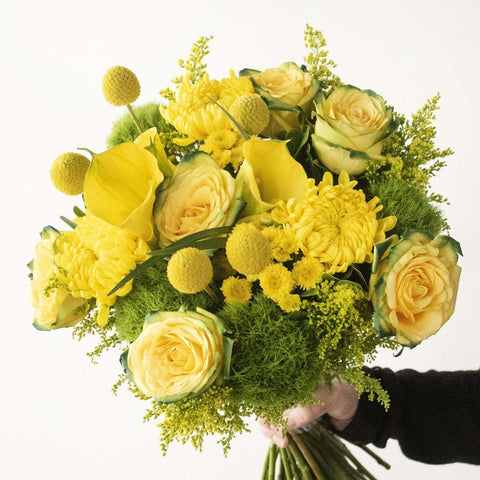 Yellow and Green Flower Bouquet in Hand