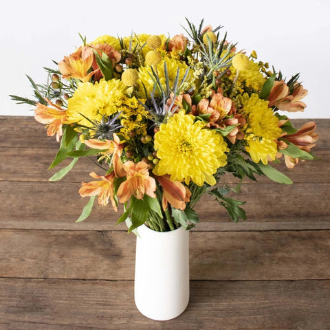 Yellow Cremon Flower Bouquet in Vase