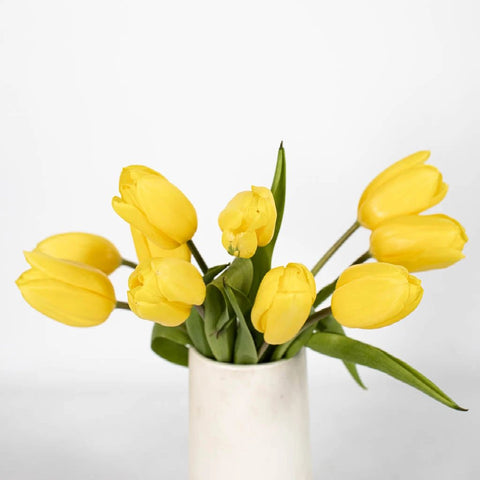 Yellow Tulip Flower Bunch in Vase